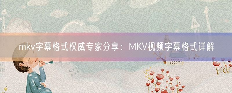 mkv字幕格式权威专家分享：MKV视频字幕格式详解