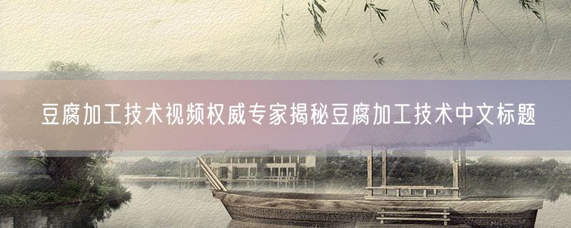 豆腐加工技术视频权威专家揭秘豆腐加工技术中文标题